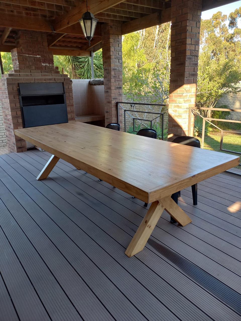 solid pine cross leg dining table 3m 10 to 12 seater